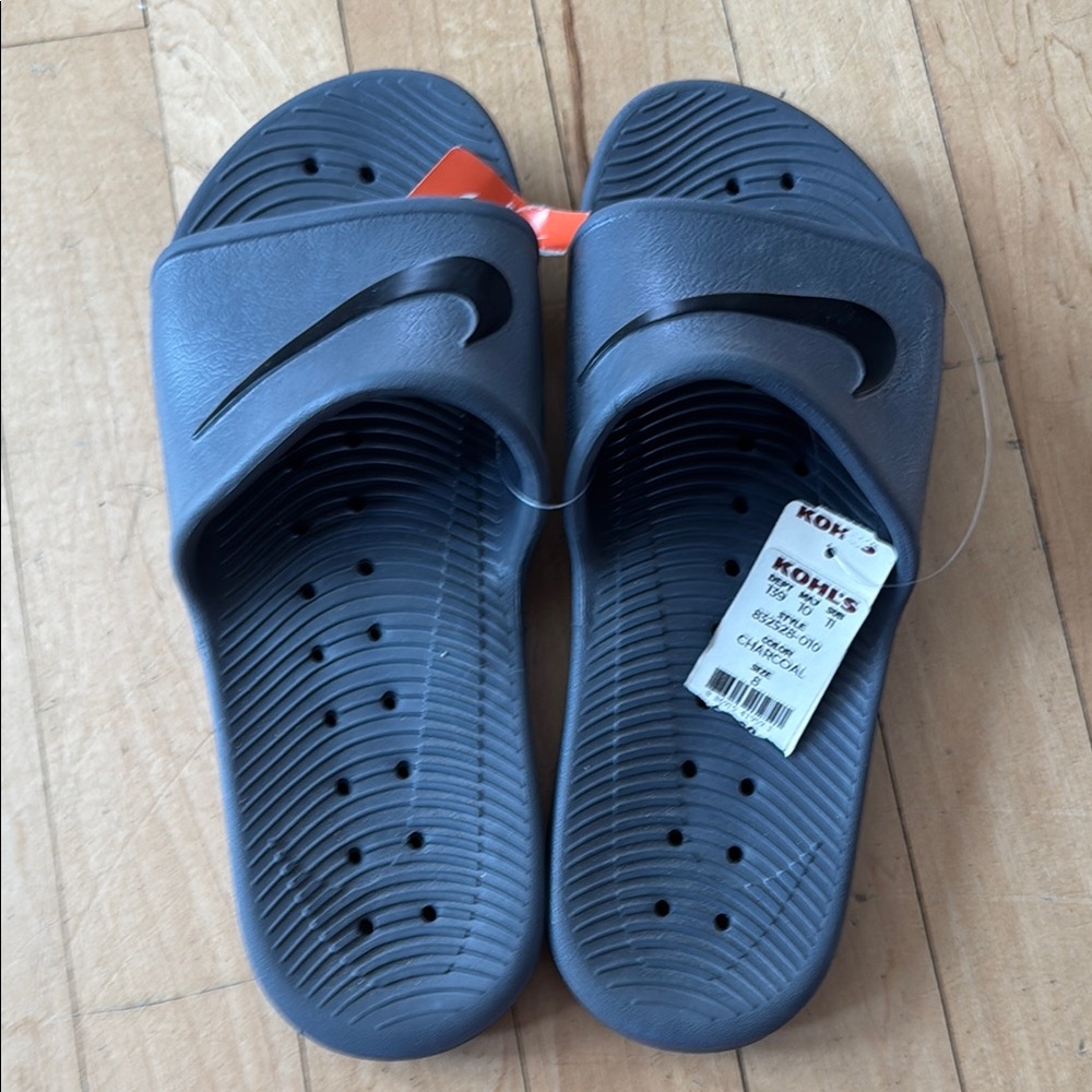 Black and Gray Slide Sandals